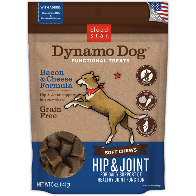Cloud Star DYNAMO DOG FUNCTIONAL SOFT CHEWS HIP & JOINT: BACON & CHEESE
