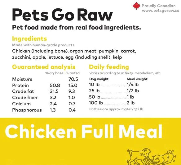 Pets Go Raw Chicken Full Meal