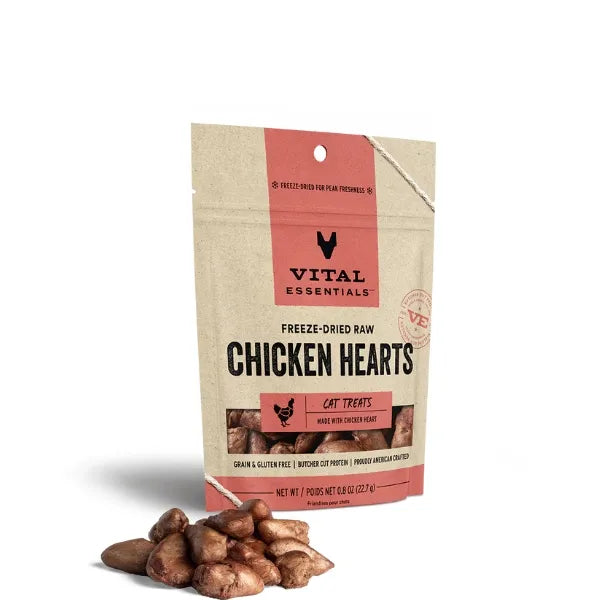 Vital Essentials Freeze-Dried Raw Cat Treats - Chicken Hearts
