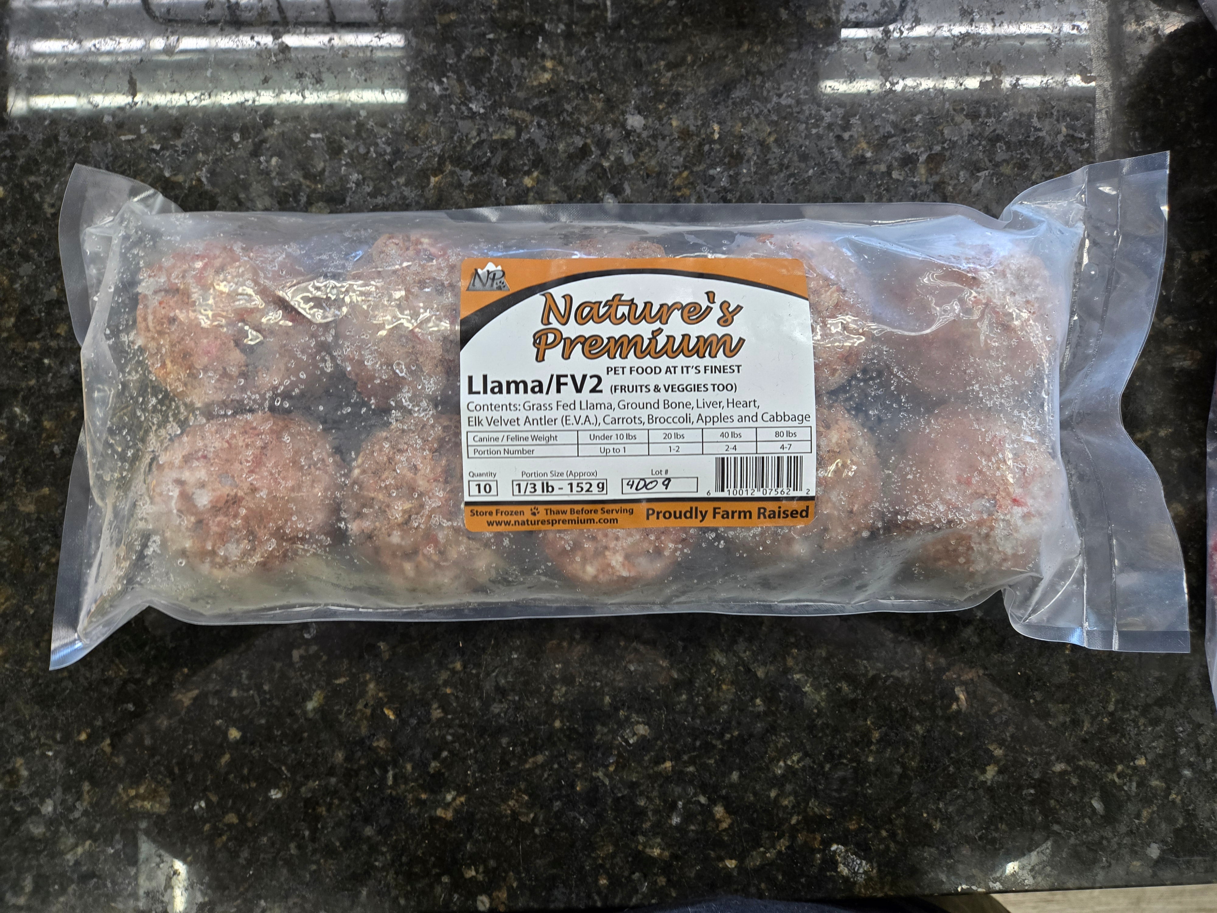 Natures Premium Llama with Veggies and Fruit Meatballs Natures Premium
