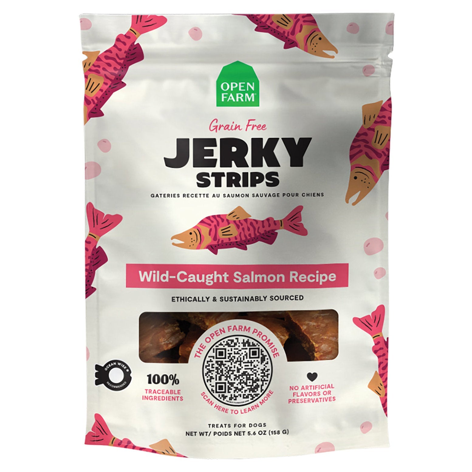 Open Farm Grain-Free Wild Caught Salmon Jerky Strips Dog Treats (Copy) Open Farm
