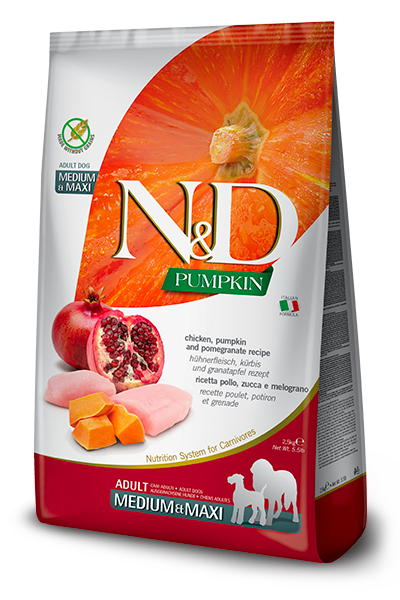 Farmina N&D Pumpkin Canine Adult Medium & Maxi Dog Food Formula - Chicken and Pomegranate