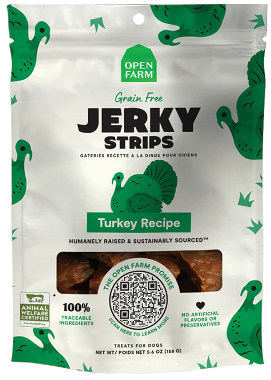 Open Farm Grain-Free Turkey Jerky Strips Dog Treats