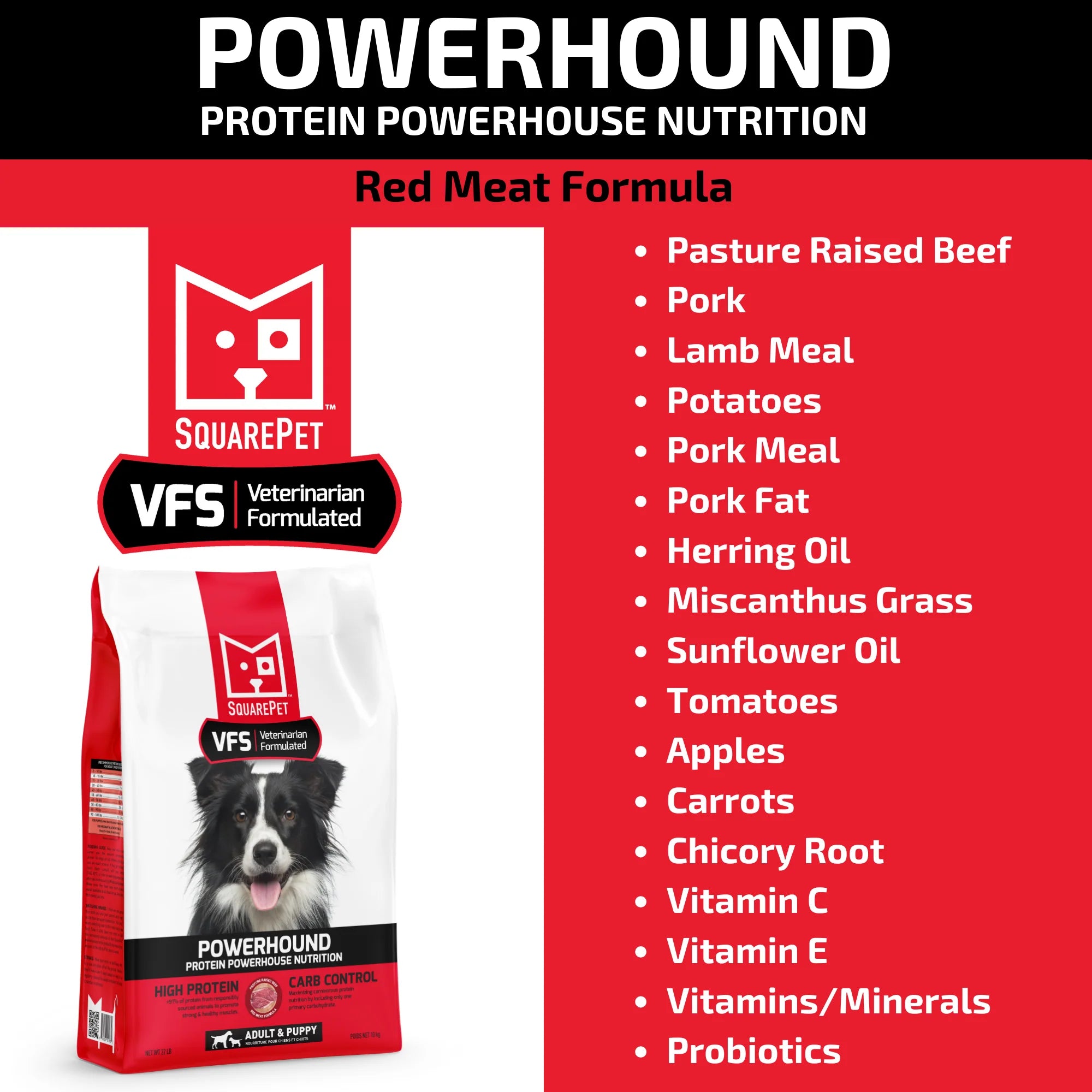 Square Pet VFS POWERHOUND Red Meat for Dogs