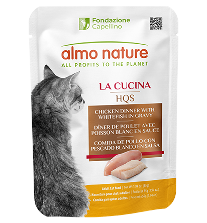 Almo Nature HQS La Cucina Chicken Dinner with Whitefish in Gravy Cat Food Almo