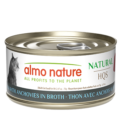 Almo Nature HQS Natural Tuna & Anchovies in Broth Canned Cat Food Almo