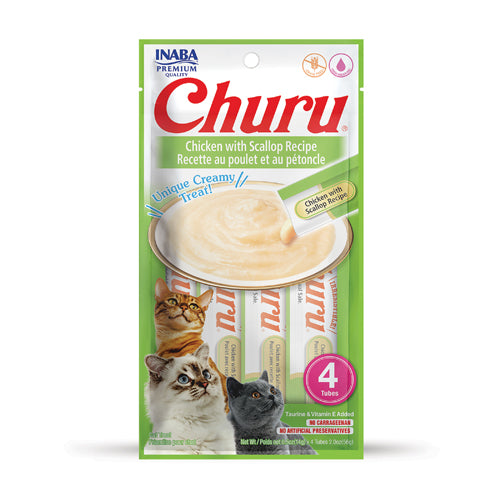 Inaba CIAO Churu Purées - Chicken & Scallop 4 Pack
