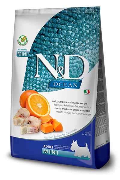 Farmina N&D Ocean Canine Adult Mini Dog Food Formula - Cod, Pumpkin & Orange Farmina