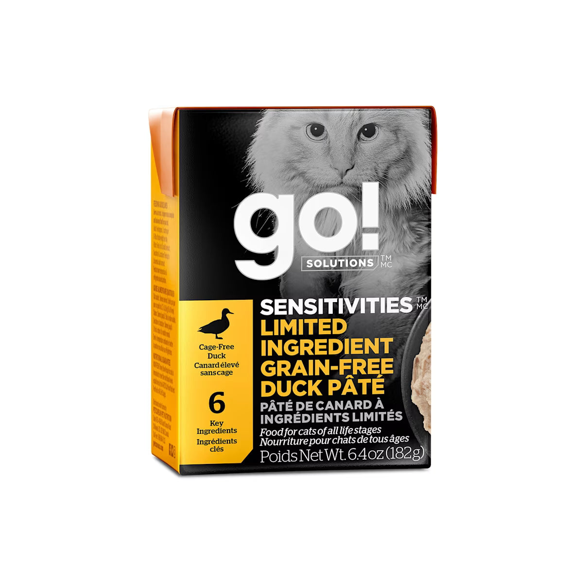 Go! Solutions Sensitivities Limited Ingredient Tetra Packs for Cats - Grain-Free Pate Duck Recipe Go Solutions