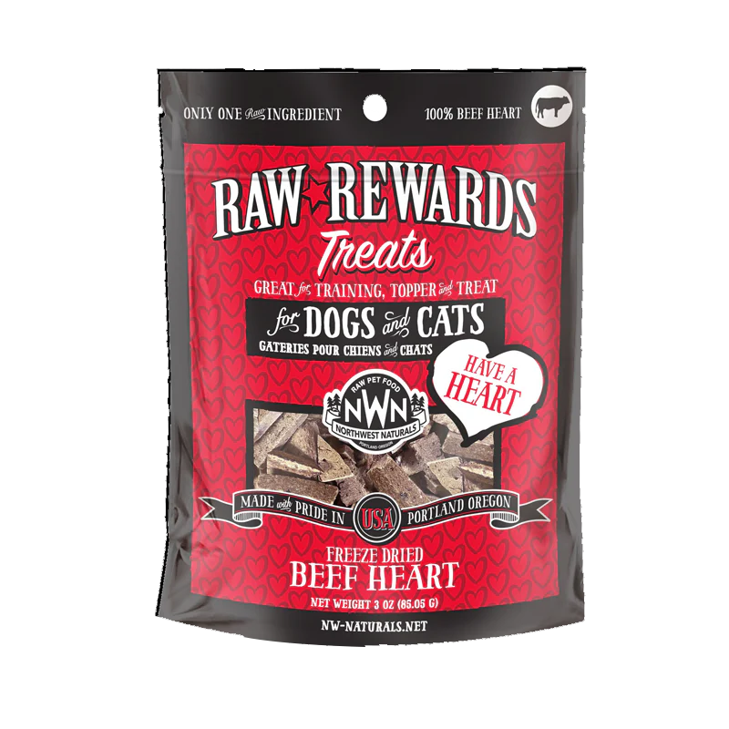 Northwest Naturals Rewards Freeze Dried Beef Hearts Tail Blazers Red Deer