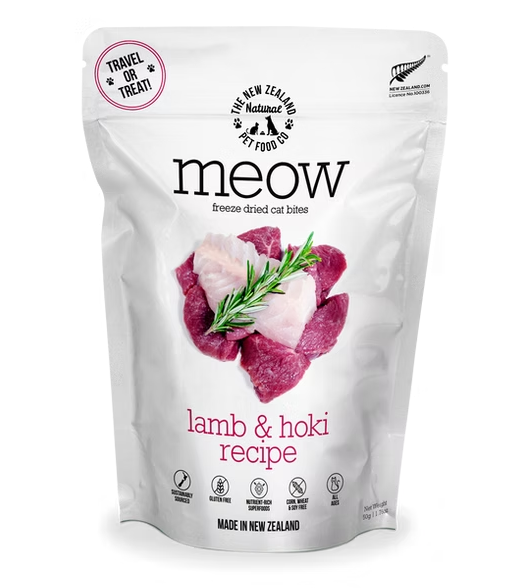 The NZ Natural Pet Food Co. Meow Freeze Dried Cat food - Lamb & Hoki The New Zealand Pet CO