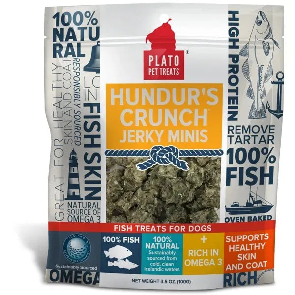 Plato Hundur’s Crunch Jerky Skin Minis Fish Dog Treats Plato
