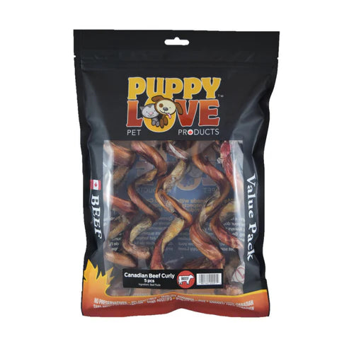 Puppy Love Canadian Beef Curlies Value Pack 5 Pieces Puppy Love