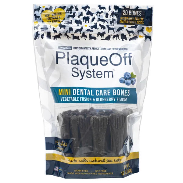 PlaqueOff Mini Dental Bones - Vegetable Fusion & Blueberry Flavour