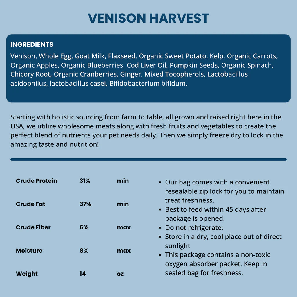 Shepherd Boy Farms' Freeze Dried Venison - Dog Formula Shepherd Boy