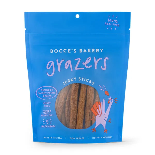 Bocce's Bakery Grazers Jerky Dog Treats - Turkey & Sweet Potato