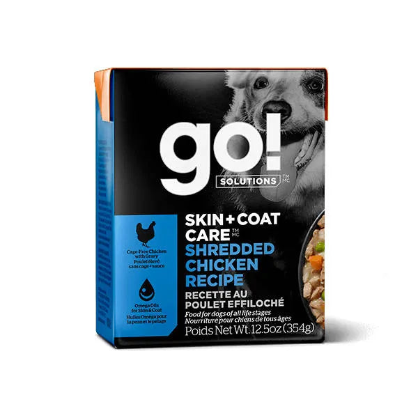 Go! Solutions Skin + Coat Care Tetra Packs for Dogs - Shredded Chicken Recipe