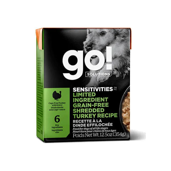 Go! Solutions Sensitivities Limited Ingredient Tetra Packs for Dogs - Grain-Free Shredded Turkey Recipe