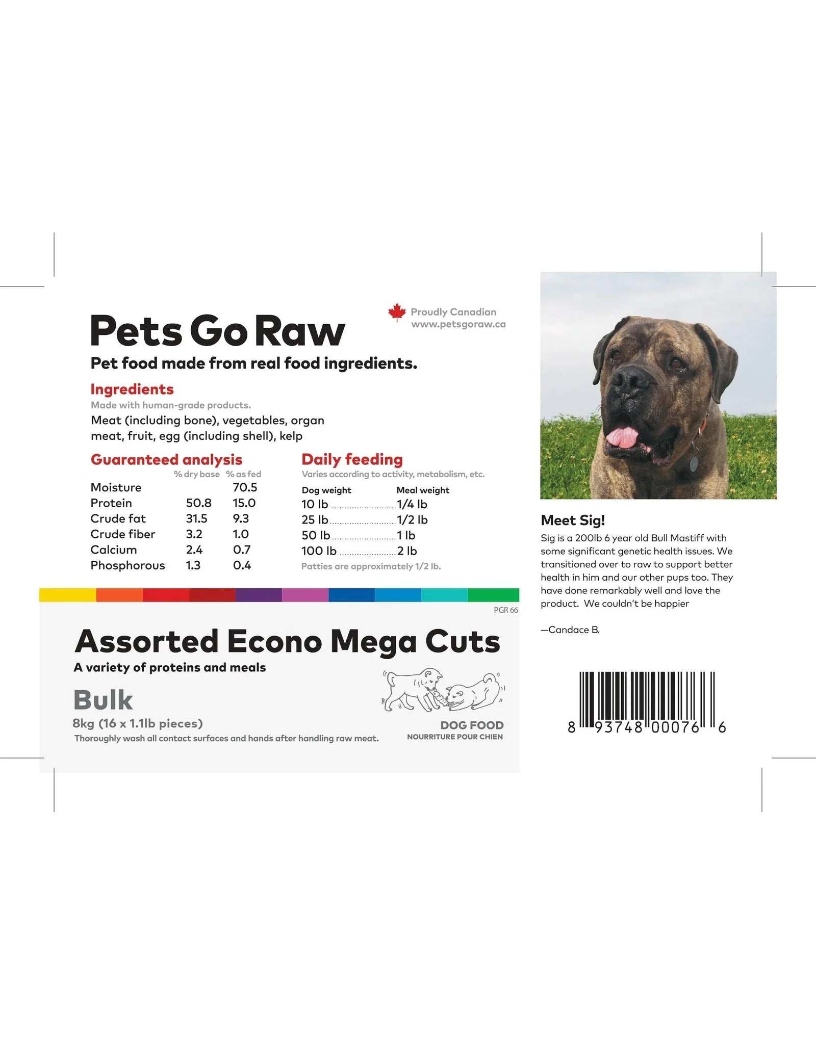 Pets Go Raw econo Mega cuts 17.6 LB