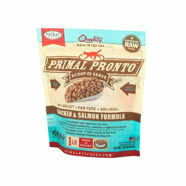 Primal Raw Frozen Pronto for Cats - Chicken & Salmon Recipe