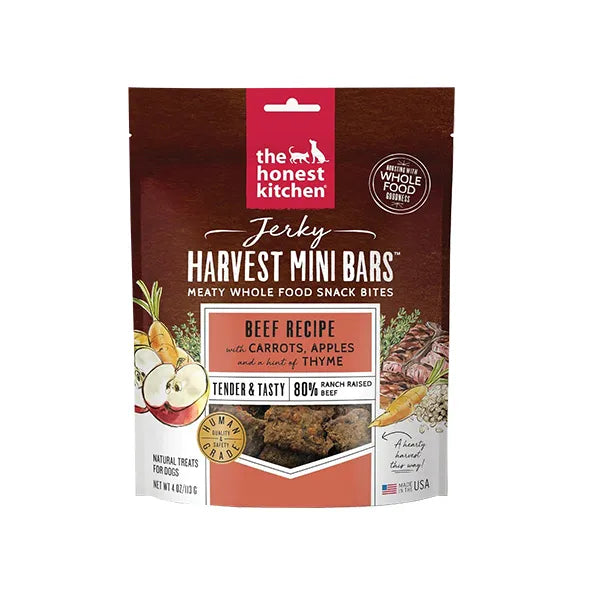 The Honest Kitchen Jerky Harvest Mini Bars - Beef Recipe with Carrots & Apples